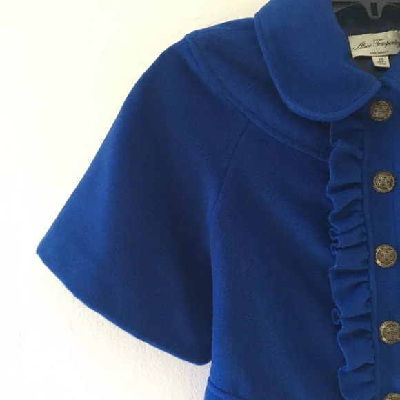 Alice Temperley Target Royal Blue Cropped Jacket XS Brushed Fleece Ruffle - Picture 3 of 7